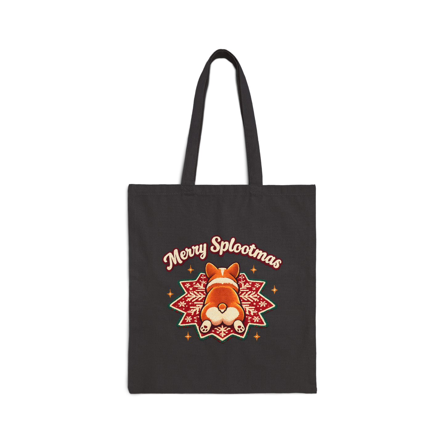 Tote Bag — "Merry Splootmas" Corgi Holiday Canvas Tote