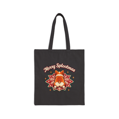 Tote Bag — "Merry Splootmas" Corgi Holiday Canvas Tote