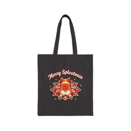 Tote Bag — "Merry Splootmas" Corgi Holiday Canvas Tote