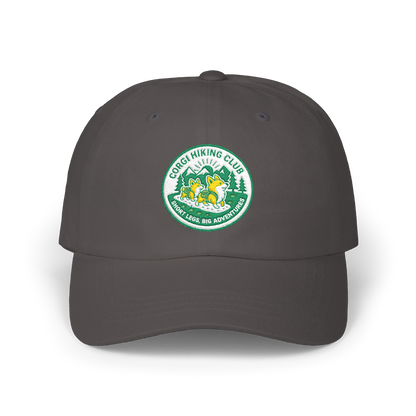 Embroidered Corgi Hiking Club Dad Cap - Retro Nature Patch Baseball Hat