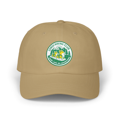 Embroidered Corgi Hiking Club Dad Cap - Retro Nature Patch Baseball Hat