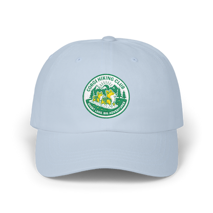 Embroidered Corgi Hiking Club Dad Cap - Retro Nature Patch Baseball Hat
