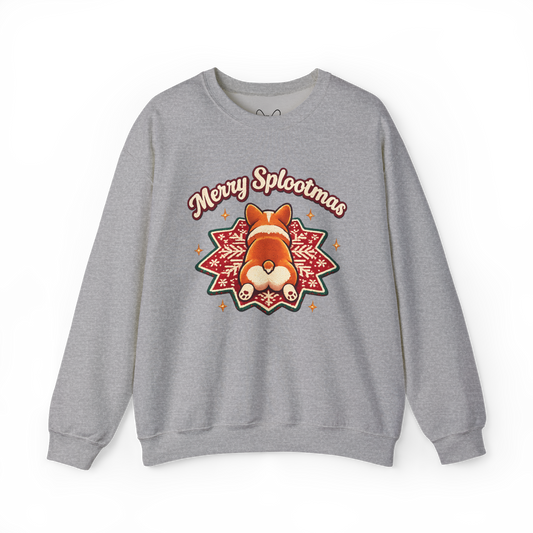 Holiday Corgi Sweatshirt – "Merry Splootmas" Cute Christmas Corgi Crewneck