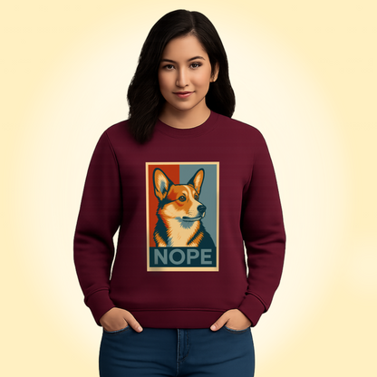 Corgi 'NOPE' Crewneck Sweatshirt – Funny Corgi Graphic Pullover